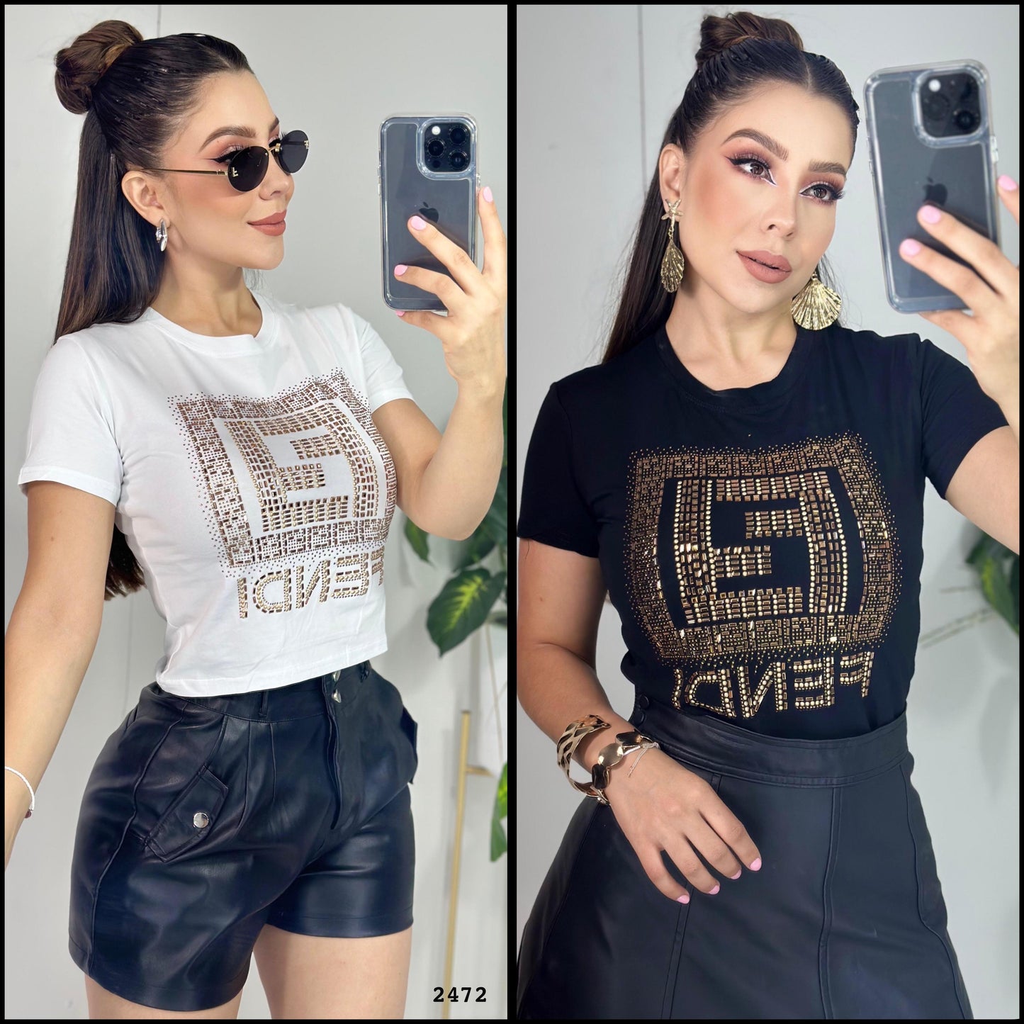 2472- Crop Top Pedrería