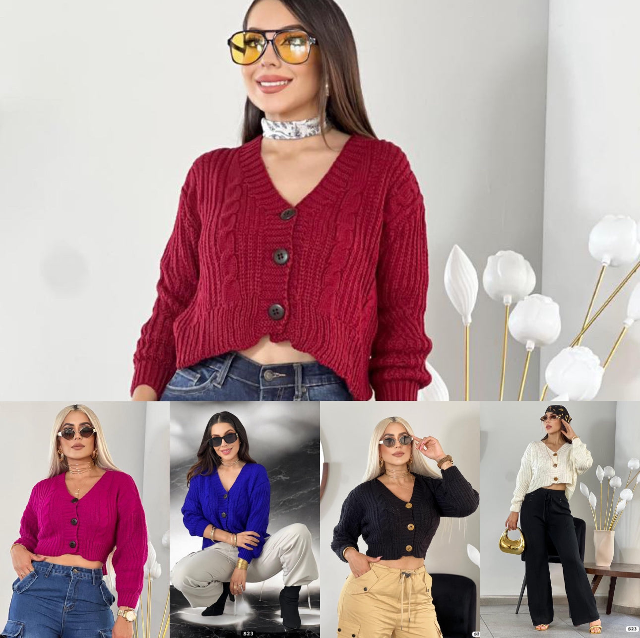 Fashion cropped oversized sweater