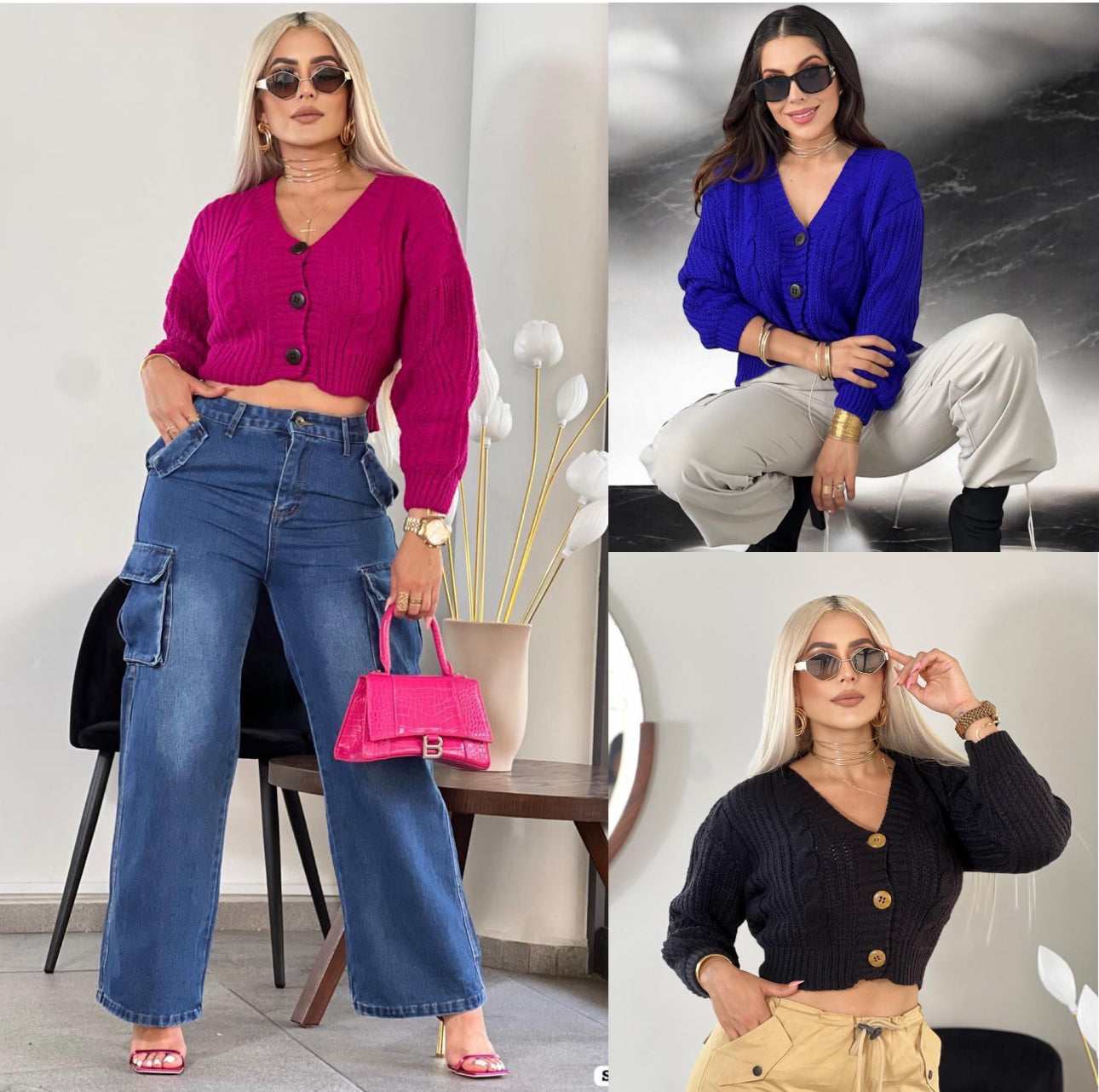 Fashion cropped oversized sweater