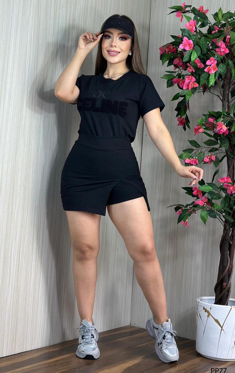 PP77- Short Falda Set