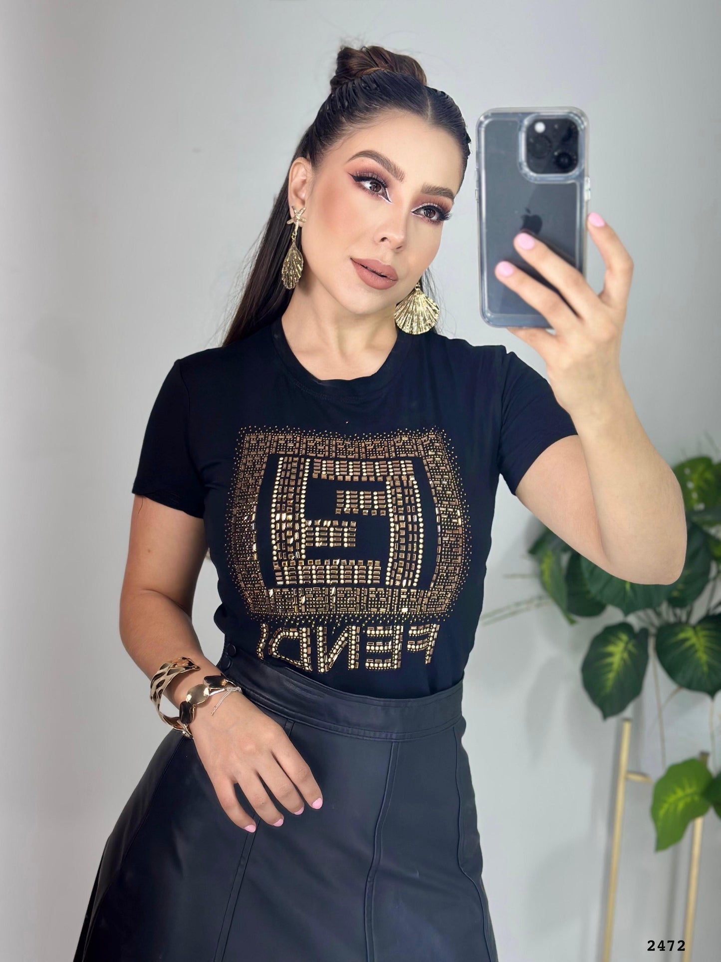 2472- Crop Top Pedrería