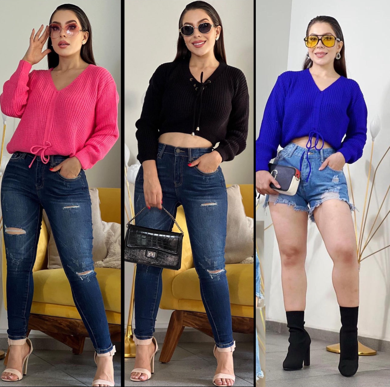 Fashion crop sweater