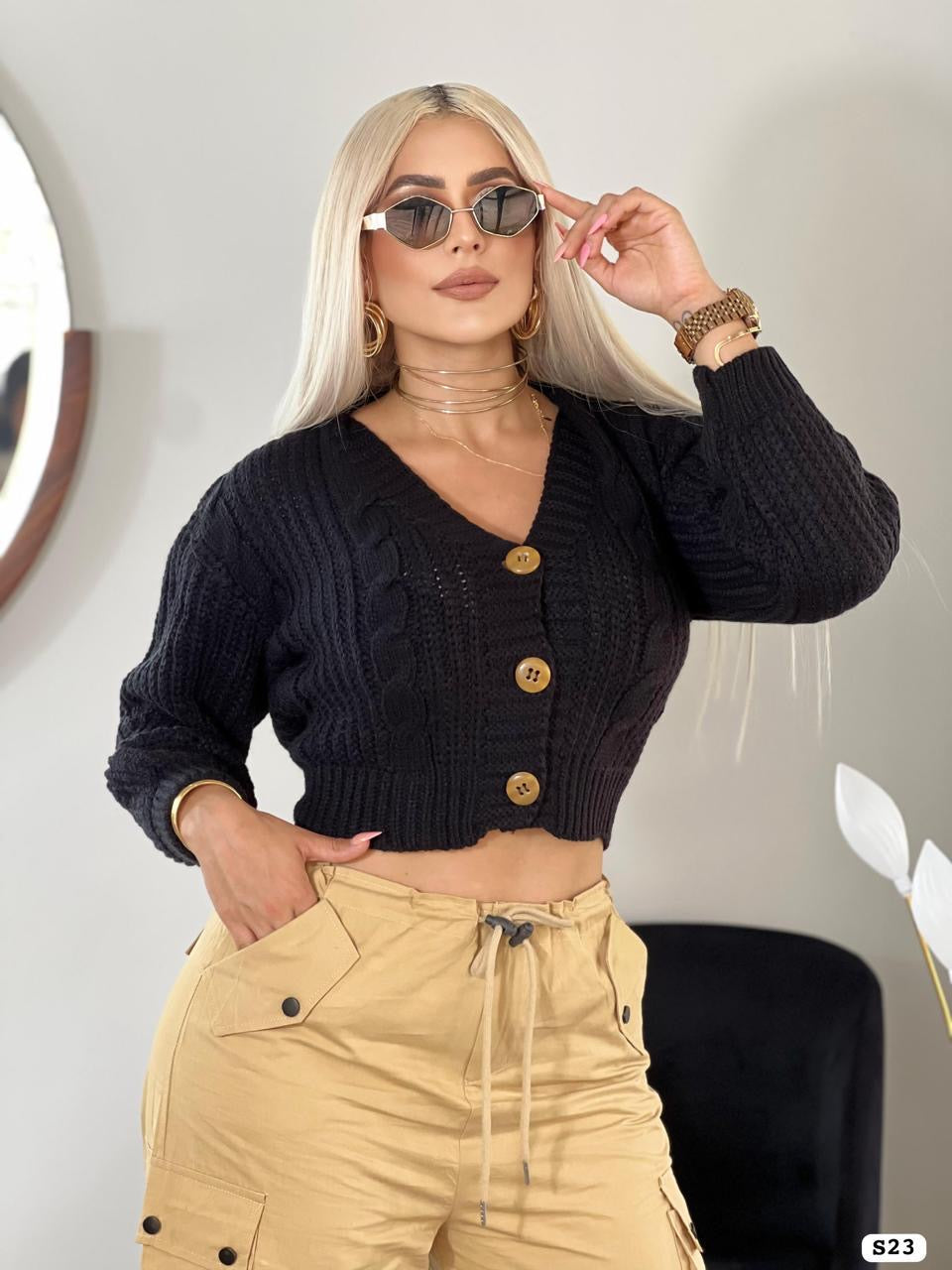 Fashion cropped oversized sweater