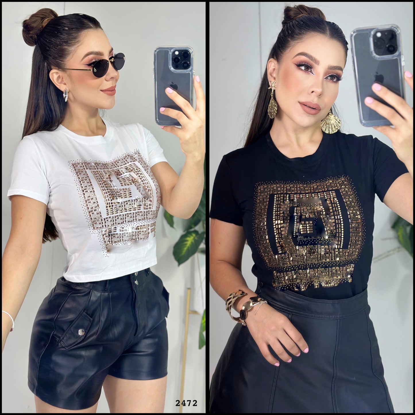 2472- Crop Top Pedrería